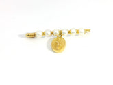 Pearl Pin With La Milagrosa Medal 18K YG / Classic Yellow Gold Pearl Floral Brooch