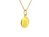 Tiny Cross with Christ Small Pendant 18K YG / Elegant 18k Yellow Gold High-Polish Interlocking Link Chain Necklace