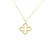 Jerusalem Cross Diamonds Necklace 18K YG 0.78 / D 0.10 / Yellow Gold Charm Necklace with Round Brilliant Cut Diamonds