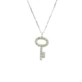 Key Diamonds Necklace 18K WG 0.85 / D 0.10 / Diamond Key Charm Necklace in White Gold Plated Silver