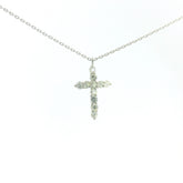 Small Christ Diamonds Necklace 18K WG 1.27 / D 0.24 / Diamond Cross Charm Necklace in White Gold Plated Silver