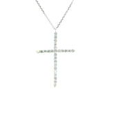 White Gold over Silver Diamond Cross Pendant Necklace