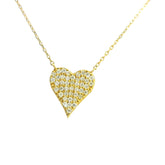 Heart Diamonds Necklace 18K YG 1.98 / D 0.22 / Yellow Gold Charm Necklace with Heart Shaped Diamond Pendant