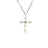 Little Christ Oval Diamonds Necklace 18K WG 1.81 / D 0.31 / White Gold Diamond Cross Charm Necklace