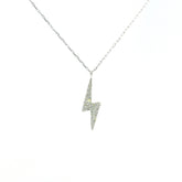 White Gold Charm Necklace with Diamond Lightning Bolt Pendant
