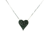 Little Heart Black Diamonds Necklace 18K WG 2.08 / D 0.23 / White Gold Finish Silver Necklace with Fancy Black Diamond Heart Charm