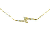 Medium Lightening Bolt Diamonds Necklace 18K YG 2.25 / D 0.19 / Diamond Lightning Bolt Yellow Gold Chain Necklace