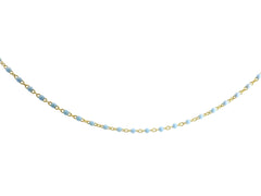 Light Blue Girl Necklace YG 18K YG 2,3 / Classic Blue Turquoise Beaded Necklace in Yellow Gold