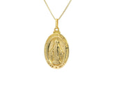 Engraved Yellow Gold Circular Medallion Charm Necklace