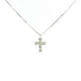Little Christ Diamonds Necklace 18K WG 1.17 / D 0.20 / White Gold Plated Silver Charm Necklace with Round Cut Diamonds