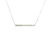 Line Diamonds Necklace 18K WG 1.57 / D 0.33 / White Gold over Silver Round Cut Diamond Bar Necklace