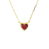 Tiny ruby Heart Necklace 18K YG 0.70 / 0.26 / Heart-Shaped Cabochon Ruby Pendant Necklace in Yellow Gold