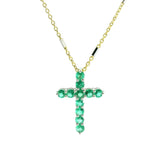 Emerald Cross Pendant WG 18K WG 0.71 / 0.42 / Emerald Cross Pendant on Yellow Gold Charm Necklace