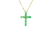 Emerald Cross Pendant YG 18K YG 0.71 / 0.42 / Yellow Gold Charm Necklace with Emerald Cross Pendant