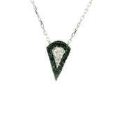 White Gold over Silver Diamond Pear Cut Pendant Necklace