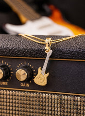 Rock Guitar Pendant 18K YWG 1,6 / 18k Yellow Gold High-Polish Rope Chain Necklace