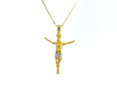 Tiny Cross with Christ Small Pendant 18K YG / Classic Yellow Gold High-Polish Link Chain