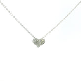 Small Heart Diamonds Necklace 18K WG 2.18 / D 0.31 / White Gold Plated Silver Diamond Heart Pendant Necklace