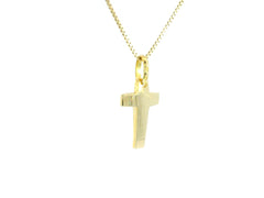 Tiny Cross 18K YG 1,6 / 14K Yellow Gold Figaro Link Chain Necklace