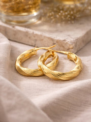 Twisted Hoops 18K YG 2.5 / Size 0.75D / Classic Yellow Gold High-Polish Round Hoop Earrings