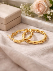 Twisted Hoops 18K YG 2.74 / Size 0.75D / Classic High-Polished Yellow Gold Hoop Earrings