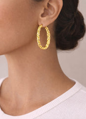 Twisted Hoops 18K YG 2.99 / Size 1D / Classic Polished Yellow Gold High-Finish Hoop Earrings