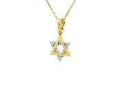 The Star of David Pendant 18K YWG 2,2 / 14k Yellow Gold Polished Openwork Bow Charm Necklace