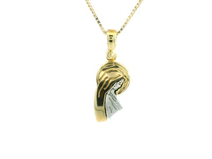 Virgin Pendant 18K YWG 2,3 / Sunburst Medallion Relief Charm Necklace in Polished Yellow Gold