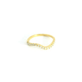 Curved Diamonds Ring SIZE 4 18K WG 1.60 / D 0.29 / Round Brilliant Diamond Stackable Ring in Polished Yellow Gold