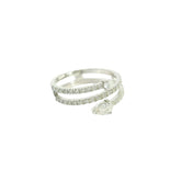 Double Snake Diamonds Ring 18K WG 3.68 / D 0.77 / White Gold Plated Silver Multistone Ring with Oval Cut Diamonds