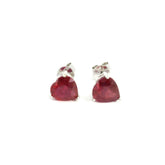 Heart Ruby Stud Earring 352WG 18K WG 1.28 / 3.52 / Heart Shaped Brilliant Cut Red Ruby Stud Earrings in White Gold