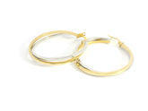 Double W & Y Gold Hoops 18K YG WG 3.79 / Size 1.5D / Elegant Highly Polished Yellow Gold Classic Hoop Earrings