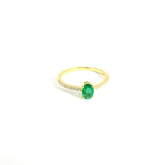 Emerald Oval Diamond Ring Size 6.25 18K YG 1.60 / D 0.14 / 0.44 / Oval Brilliant Cut Green Emerald Engagement Ring in Polished Yellow Gold