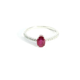 Ruby Oval Diamond Ring Size 6.25 18K WG 1.55 / D 0.14 / 0.60 / Oval Brilliant Cut Ruby Solitaire Ring in Polished White Gold