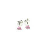 Pink Sapphire Heart Stud Earring 18K WG 1 / 0.42 / Heart Shaped Pink Sapphire Brilliant Cut Stud Earrings in White Gold