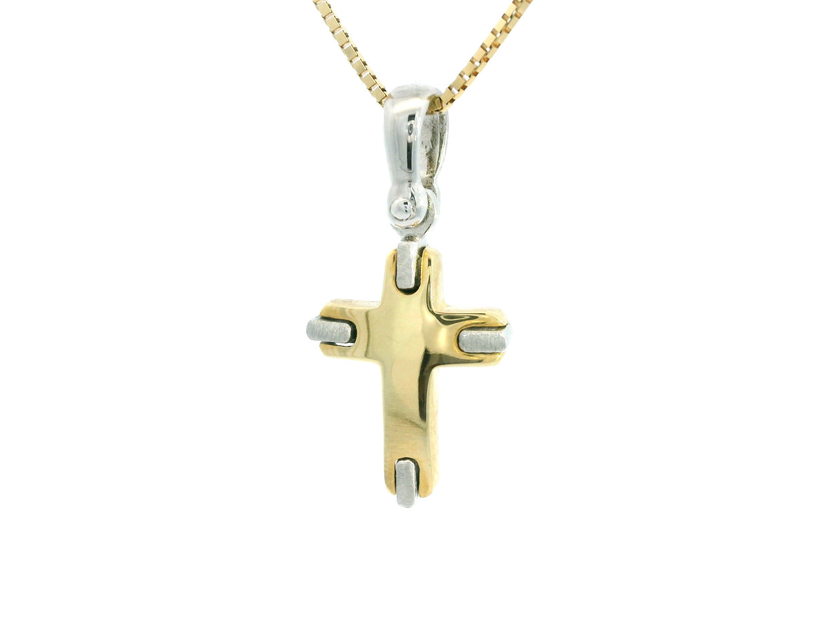 Tiny Cross 18K YWG 2,3 / Classic Yellow Gold High Polish Link Chain Necklace