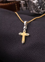 Tiny Cross 18K YWG 2,3 / Classic Yellow Gold High Polish Link Chain Necklace