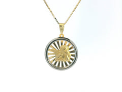 Angel W & Y Gold Medal 18K YG WG 1.44 / Classic Yellow Gold Engraved Medallion Link Chain Necklace