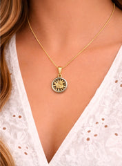 Angel W & Y Gold Medal 18K YG WG 1.44 / Classic Yellow Gold Engraved Medallion Link Chain Necklace