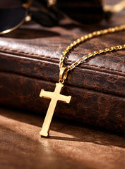 Big Cross 18K YG 5,7 / Polished Yellow Gold Snake Chain Necklace