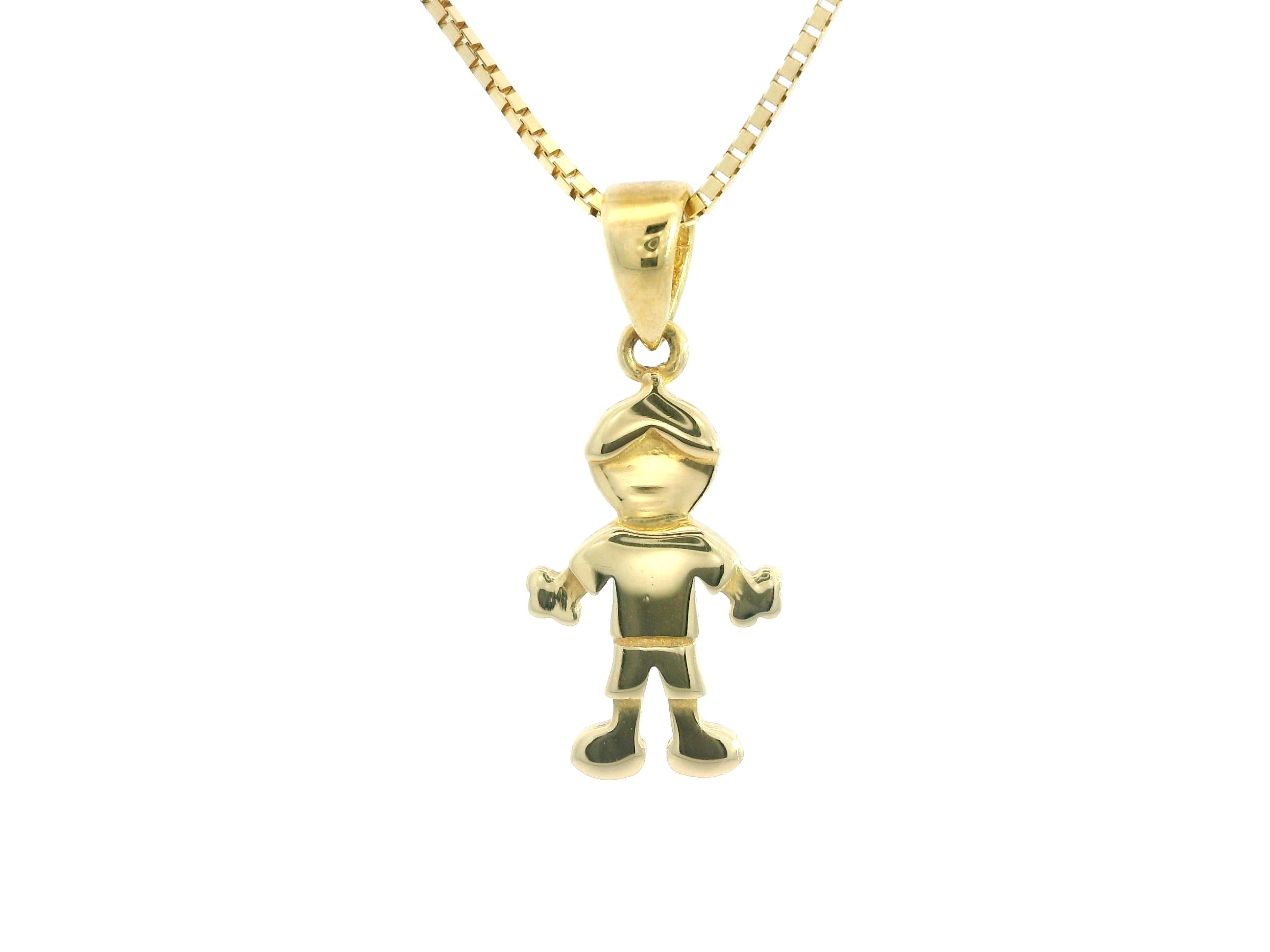Boy Pendant 18K YG 0,9 / Sophisticated 18K Yellow Gold Beaded Charm Necklace with High-Polish Finish