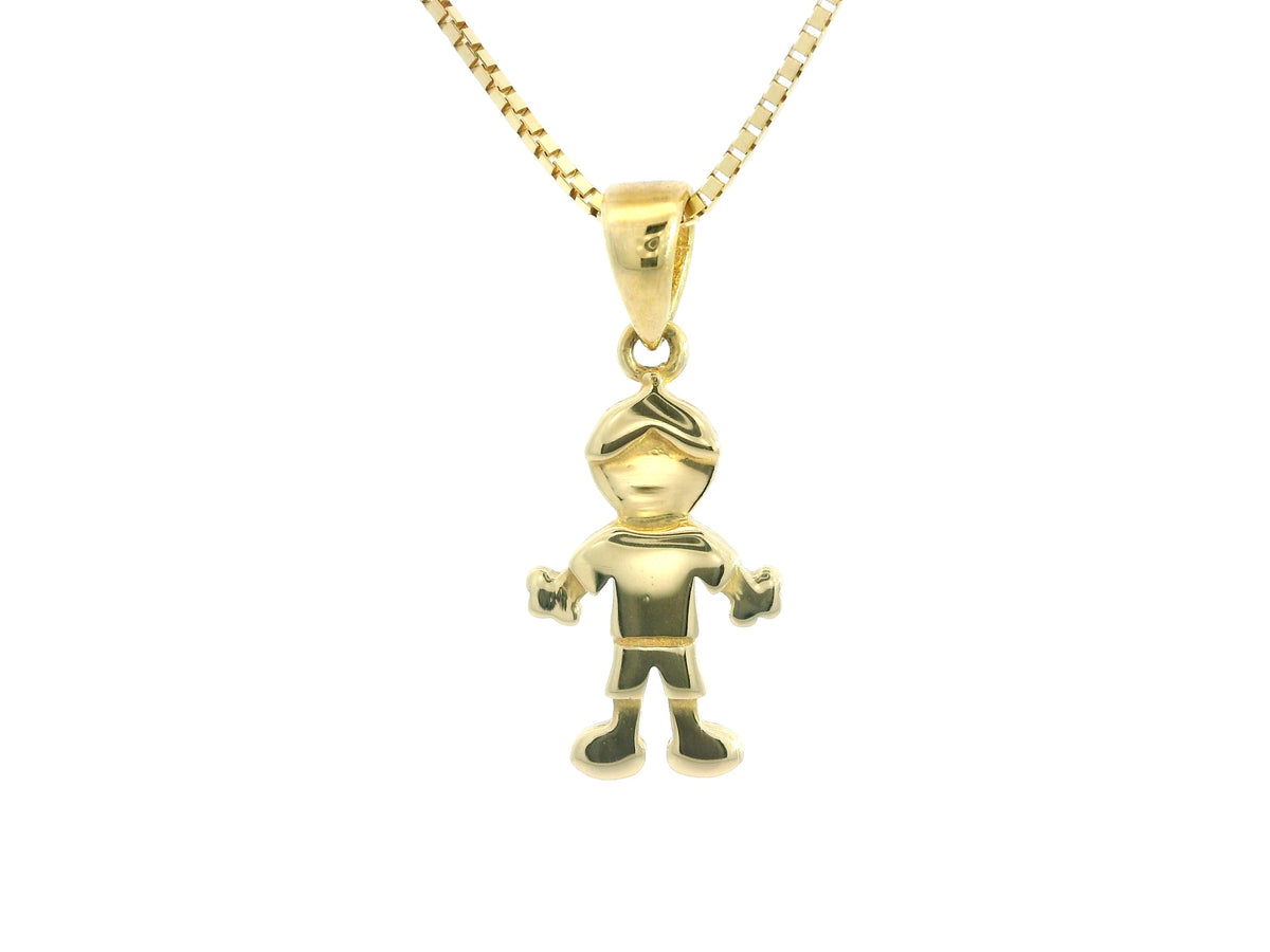 Boy Pendant 18K YG 0,9 / Sophisticated 18K Yellow Gold Beaded Charm Necklace with High-Polish Finish