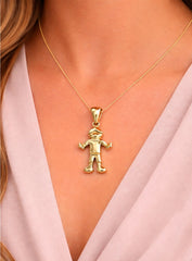 Boy Pendant 18K YG 0,9 / Sophisticated 18K Yellow Gold Beaded Charm Necklace with High-Polish Finish
