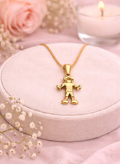 Boy Pendant 18K YG 0,9 / Sophisticated 18K Yellow Gold Beaded Charm Necklace with High-Polish Finish