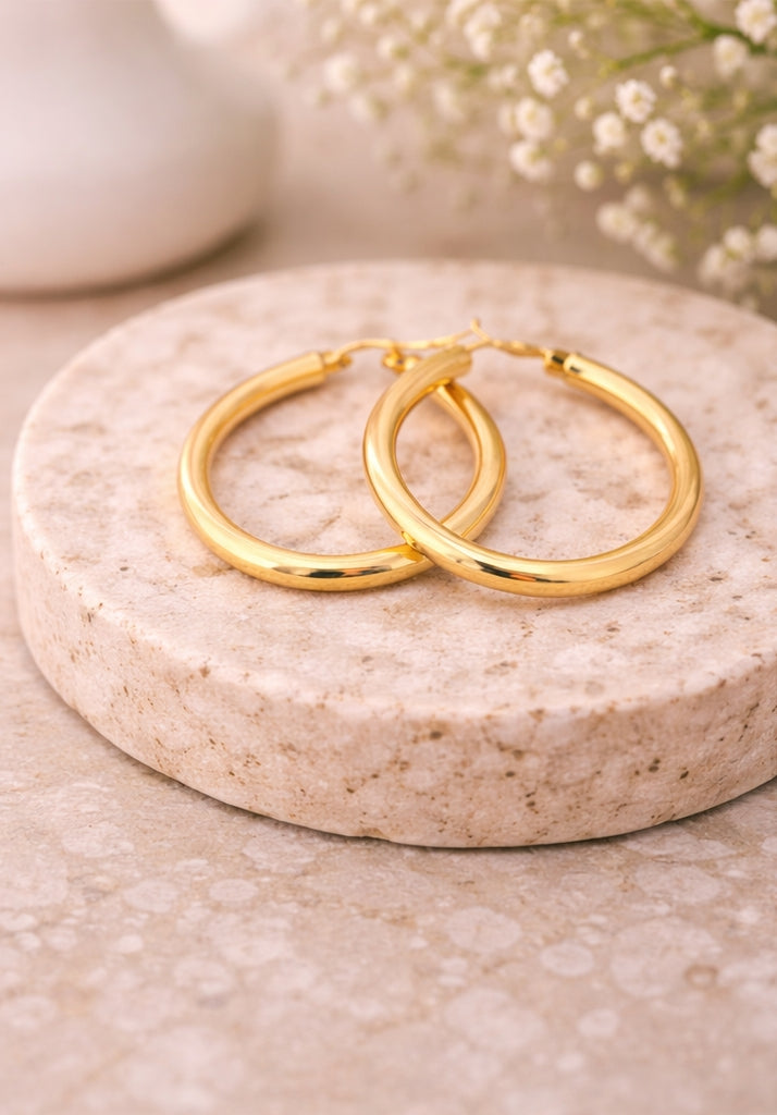 Classic Huggie Hoops 18K YG 4.28 / Size 1.5D / 18K Yellow Gold Twisted Rope Hoop Earrings