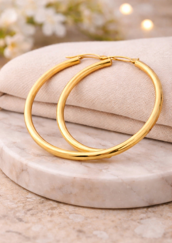 Double W & Y Gold Hoops 18K YG WG 3.79 / Size 1.5D / Elegant Highly Polished Yellow Gold Classic Hoop Earrings