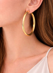 Double W & Y Gold Hoops 18K YG WG 3.79 / Size 1.5D / Elegant Highly Polished Yellow Gold Classic Hoop Earrings