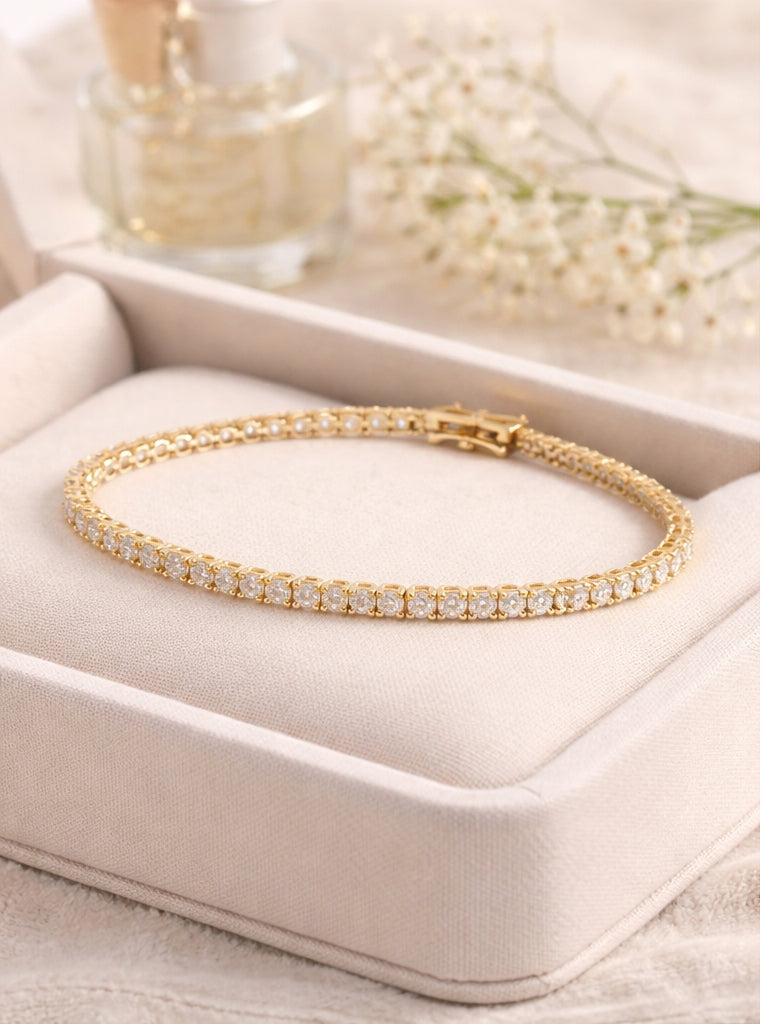 Diamonds Tennis Bracelet 304YG 18K YG 7.17 / D 3.04 / Yellow Gold Diamond Tennis Bracelet