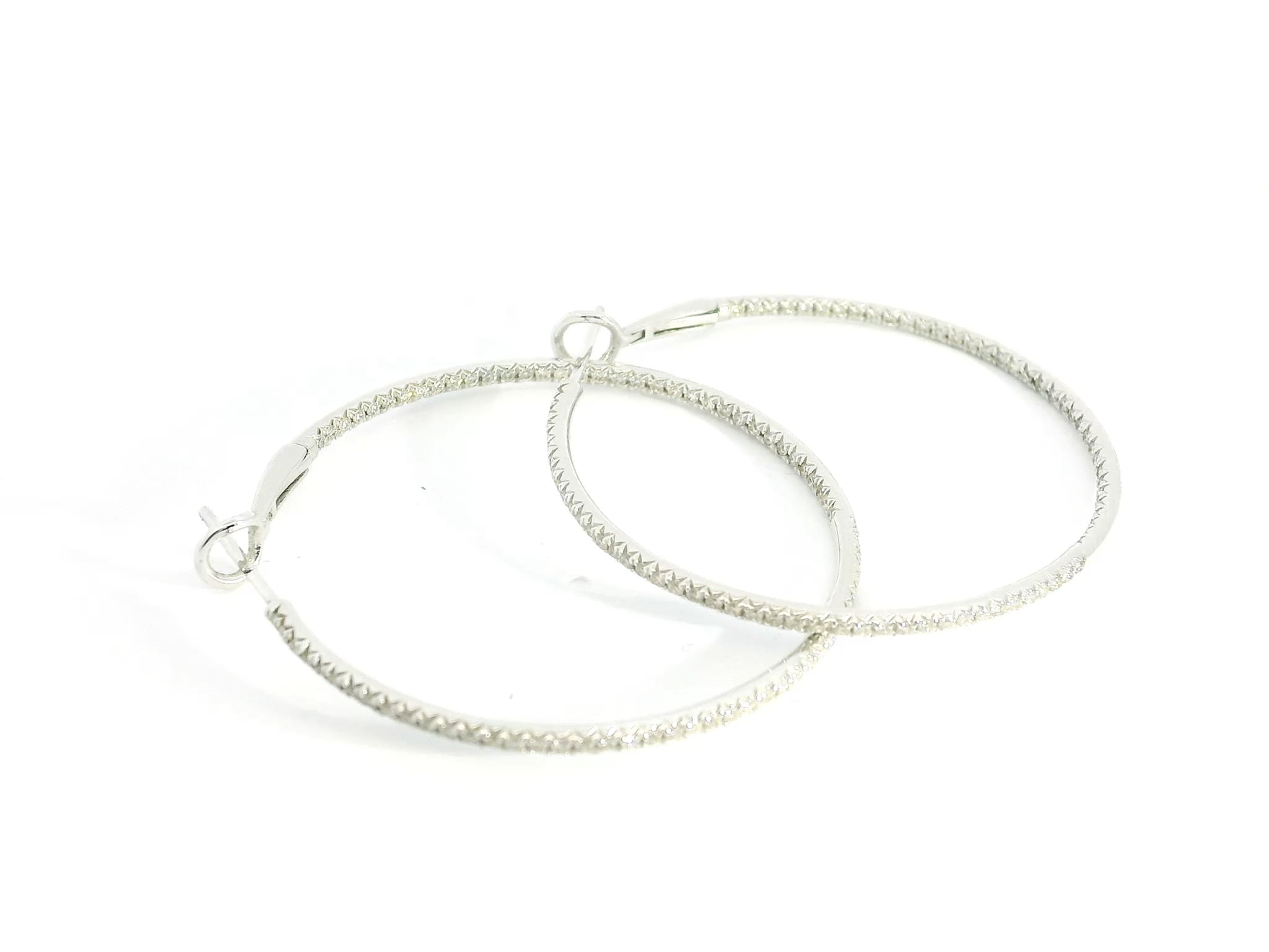 G Diamonds hoops 18K WG 5.84 / D 0.75 / Size 1.5D / Round Brilliant Diamond Channel-Set White Gold Hoop Earrings