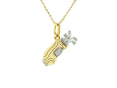 Golf Bag Pendant 18K YWG 2,6 / Vintage-Inspired Yellow Gold Medallion Charm Necklace with Intricate Embossed Detail